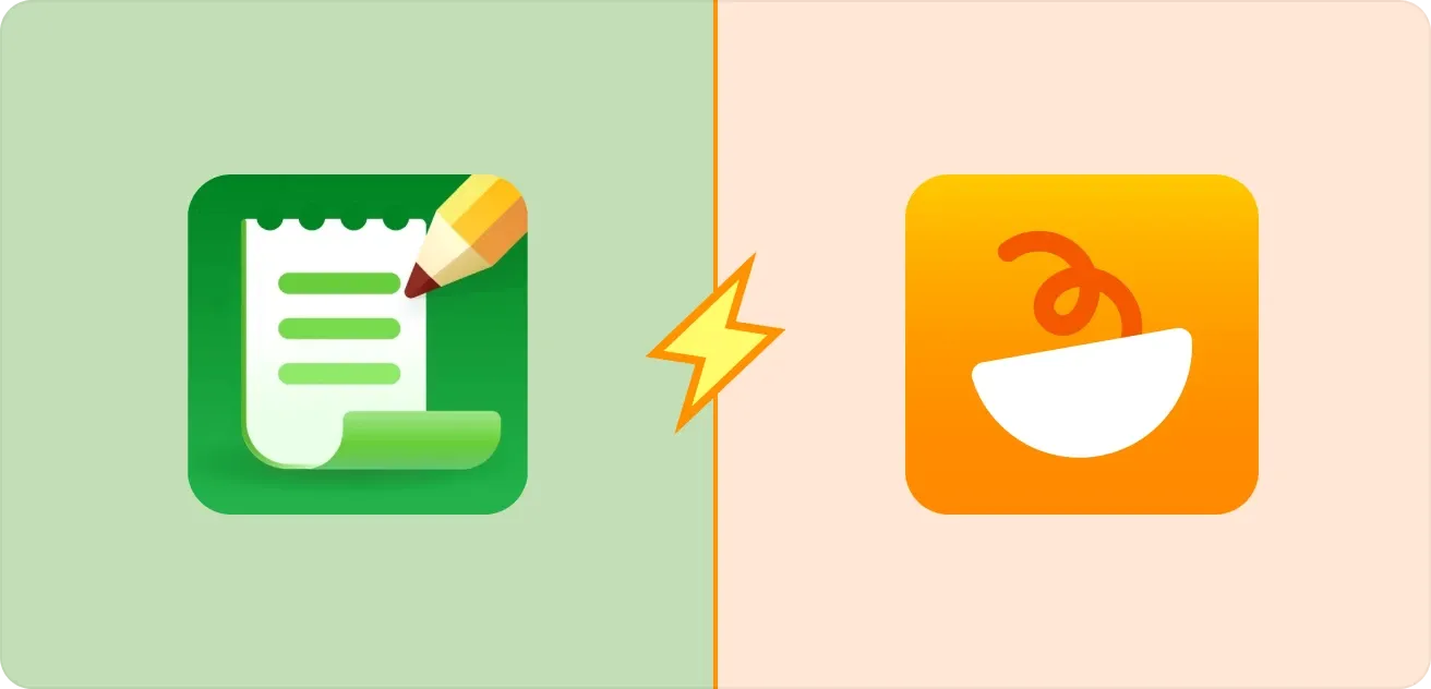 Listonic and Samsung Food app icons side by side, split by a lightning bolt